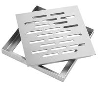 Bonde de sol en acier inoxydable, 25x25 cm, antidérapante, avec grille de drainage