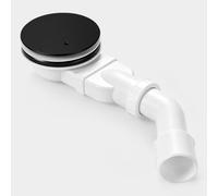 Bonde de vidage Ø 90 mm, siphon, débit d'écoulement 20 l/min, noir mat | Bonde de douche extra plate avec anti-odeurs et tamis à cheveux, couvercle chromé, coude d'écoulement de 50 mm