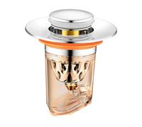 Bonde de vidage pour lavabo avec récupérateur de cheveux | ABS avec noyau en cuivre, triple joint anti-odeur, filtre capillaire amovible, drainage rapide à 90°