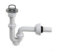 Bonde d'évier avec tuyau mural et siphon anti-odeurs Design en U pour une barrière efficace contre les odeurs Évacuation rapide de l'eau 32 mm de diamètre Avec joint en PVC souple Blanc