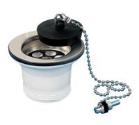 Bonde d'évier diamètre 50 mm à bouchon noir VALENTIN