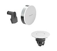 Bonde et trop-plein Hansgrohe Exafill 58119000, finition : couvercle blanc brillant, chromé, kit complet, avec arrivée de baignoire