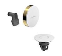 Bonde et trop-plein Hansgrohe Exafill 58119990, revêtement blanc brillant, finition or poli, kit complet avec arrivée de baignoire