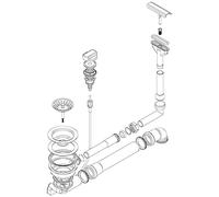 Bonde et trop-plein pour évier, schock d-100 évier encastrable pRIMUS d-100L pRIMUS d-100, d-100L évier encastrable et horizon d-100 avec câble bowden et bonde d'écoulement