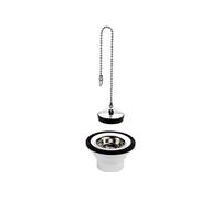 Bonde évier PVC avec grille inox + bouchon Ø70