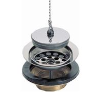 Nicoll Bonde laiton à bouchon 84 mm avec chaînette pour évier grès ou synthèse
