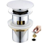 Bonde Lavabo Pop Up - 1 Pièce - Chromé - Avec Trop Plein et Panier Filtre - Pour Vasque Salle de Bain - 1/4 Pouce BIBERON