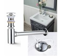 Bonde + Siphon de Lavabo - LARGEIGHT - Push et Pop Up - Chromé - Anti-odeur - Réglable 15-90 mm