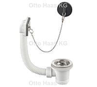 Bonde/trop-plein HAAS 2018 blanc , pour lavabos ronds en plastique