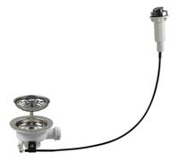 Bonde vidange évier cuisine - contrôle par câble - panier filtrant 110mm