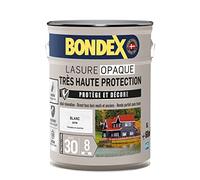 BONDEX Lasure Opaque Très Haute Protection Protège et Décore Blanc 5 L | Lasure Bois Très Longue Durée, Très Haute Protection, Formule Antifongique, Bondex, Expert du Bois, Extérieur, Satin