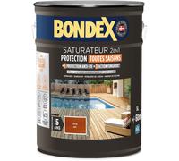 BONDEX - Saturateur Terrasse Bois Intérieur & Extérieur - Idéale pour Rénover, Décorer et Protéger - À Base d'Eau - Haute Protection - Anti-UV, Anti-Grisaillement - Mat - 5L - Teck