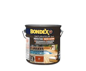 BONDEX Saturateur Terrasse Bois Intérieur & Extérieur Mat Teck 2,5 L | Saturateur pour Terrasse, Saturateur Haute Résistance, Effet Imperméabilisant Optimal, Bondex, Expert du Bois