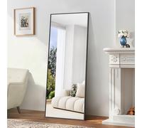 BONEWEI Miroir sur Pied 165 x 60 cm, Miroir Pleine Longueur avec Cadre en Aluminium Noir, Grand Miroir Mural Rectangulaire Penché ou Suspendu pour Chambre à Dressing, Salon, Couloir
