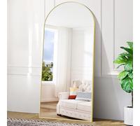 BONEWEI Miroir sur Pied 192 x 85 cm, Grand Miroir Arqué en Pleine Longueur avec Cadre en Aluminium Or, Miroir Mural en Pleine Longueur Convient aux Chambres à Coucher, Entrée, Couloir, Vanité