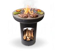 BonFeu BonBiza Black Panier à feu Ouvert pour Le Jardin - brasero & Foyer - brasero Panier à feu en Acier Robuste - avec Grill & plancha pour Cuisiner Panier à feu avec Grill 80x80x100cm