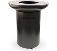 BonFeu BonBiza Noir Ø 80 cm - Cheminée de jardin avec plaque de cuisson - Baril à feu & foyer - Brasero en acier robuste - Avec plaque de cuisson - Brasero pour le jardin