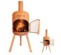 BonFeu BonBono Rouille - Brasero pour Jardin - Braser avec Barbecue Grill - Brazeros Exterieur - 45x45x165 cm