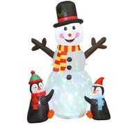 Bonhomme de neige et pingouins gonflable de Noël - Outsunny - lumières LED - intérieur, extérieur - polyester - 180 cm - multicolore