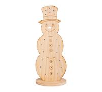 Bonhomme de neige LED pin extérieur Décoration de Noël IP44 intérieur Décoration en bois X-Mas, minuterie, fonctionne sur piles, blanc chaud, LxH 20 x 50 cm