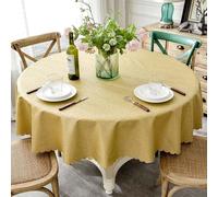 Boniffyy Nappes Circulaire Rondes Anti Tache Nappe PU Tablecloth Circle pour Maison Salle à Manger Table De Extérieur Cuisine Decoration pour Table Circulaire(Size:180CM,Color:Jaune)