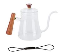 BONKZEBU Col de Cygne Verser sur la Bouilloire à café en Verre Résistant | Poignée Isolée en Bois, Théière à Long Bec pour une Extraction Stable, Corps en Verre Borosilicate, Brassage Quotidien Sûr