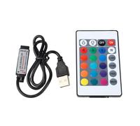 BONKZEBU Télécommande Universelle sans Fil pour Bande Lumineuse LED - Contrôleur RVB 24 Touches avec Récepteur IR Alimenté par USB Mini pour Bandes Souples