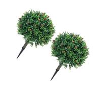 BONKZEBU Topiaire en Buis Artificiel, Ensemble de 2 Arbustes Simulés d'olive Réalistes pour Décoration de Porche, 17.8 Pouces PE