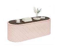 Bonlife Banc Ottoman Ovale avec Espace de Rangement,Repose-Pieds Pliable avec Couvercle, Banc à Boucle pour Pied de lit, Tabouret pour Salon, Chambre à Coucher, entrée, Rose, 110 x 38 x 38 cm