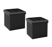Bonlife Noir Boîte de Rangement Pouf Cube dé Pliable Petit Meuble de Rangement Coffre a Jouet Charge Max de 150kg 32 x 32 x 32cm Paquet de 2