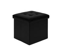 Bonlife Noir Boîte de Rangement Pouf Cube dé Pliable Petit Meuble de Rangement Vetement Coffre a Jouet Charge Max de 150kg 32 x 32 x 32cm