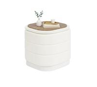Bonlife Ottoman avec Espace de Rangement,Repose-Pieds Pliable avec Table,Repose-Pieds pour Salon, Chambre à Coucher, Couloir, Velours Blanc, 38 x 38 x 38 cm