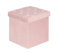 Bonlife Pouf Coffre Boîte de Rangement Pliable Coffre à Jouets Gagner de l'espace Capitonnée Velours Tabouret Chambre Princesse Rose 40x 40x40cm