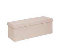 Bonlife Pouf Cube avec Espace de Rangement, Banc Pliable,Repose-Pieds en Velours, Coffre de Rangement,Beige, 110 X 38 X 38 cm