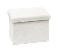 Bonlife Pouf Cube avec Espace de Rangement, Cube Pliable avec Couvercle, Coffre de Rangement,Repose-Pieds en Velours,Blanc,42x32x32cm