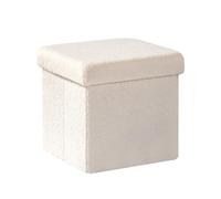 Bonlife Tabouret de Rangement, Petit Pouf Pliable, Cubique avec Rangement, pour Salon, Chambre, Dortoir, Blanc, 32x32x32 cm