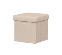 Bonlife Tabouret de Rangement, Petit Pouf Pliable, Cubique avec Rangement, pour Salon, Chambre, Dortoir, Beige, 32x32x32 cm