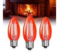 Bonlux Ampoule rouge 4W E27, ampoule bougie LED C35 ES - Ampoule rouge équivalente à 40W, ampoule en verre transparent non graduable pour cheminées, Noël, Halloween, sommeil, lampe de table - 3 packs