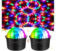 Bonlux Boule Disco 2 Pack,5 V Mini Portable Boule Disco,Lampe de Scène Projecteur,lumineuse, 360° Rotative,Boule Stroboscopique DJ, pour DJ, Club, Maison, Voiture, Bureau, Terrain de Camping