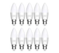 Bonlux Lot de 10 ampoules LED B22 à baïonnette équivalentes à 60 W, ampoule bougie LED B22 7 W, blanc chaud 3000 K pour lustre, ampoules C37 à économie d'énergie 600 lm, intensité non variable