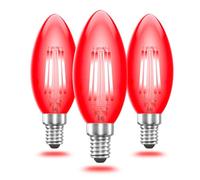Bonlux Rouge SES LED rouge Filament Candle ampoule 4W Petite vis Edison E14 LED décorative Fireglow Antique Candle Light Ampoules 40W remplacement (Pack de 3)