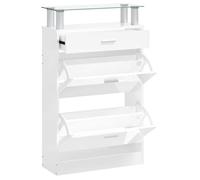 Bonne qualité - Armoire à chaussure Blanc brillant 63x24x104cm Bois ingénierie - Meuble d'entrée Coffre Rangement DECO M2044173