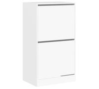 Bonne qualité - Armoire à chaussures - BONNIE - Commode à chaussures 2 tiroirs rabattables blanc 60x42x108cm - Meuble d'entrée