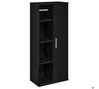 Bonne qualité - Armoire de rangement Meuble de salle de bain et WC - BONNIE - avec porte-rouleau noir 39x22x90cm DECO M1217781