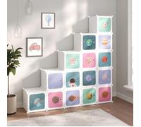 Bonne qualité - Armoire de rangement pour enfants avec 15 cubes PP - blanc - résistant à l'eau - pour salon - 154 cm irv93m59991732