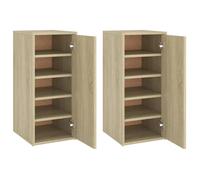 Bonne qualité - Armoires à chaussures - BONNIE - Commode à chaussures - Lot de 2 - Chêne sonoma 32x35x70cm - Aggloméré - Meuble