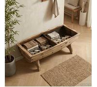 Bonne qualité - Banc de rangement Bois massif et - tissu - crème et marron - 103x51x44 cm dae77r91588117