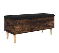 Bonne qualité - Banc de rangement - BONNIE - Coffre Banquette chêne fumé 102x42x46cm - Bois d'ingénierie - pour Salon, Chambre,