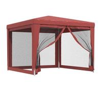 Bonne qualité - Barnum d'extérieur - anti-UV - Tente de fête avec 4 parois latérales en maille Rouge 3x3m PEHD DECO M6495266