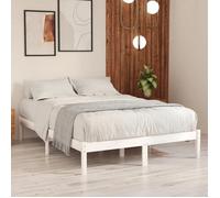 Bonne qualité - Cadre de lit sans matelas blanc bois massif 140x190 cm - haut de gamme -8687